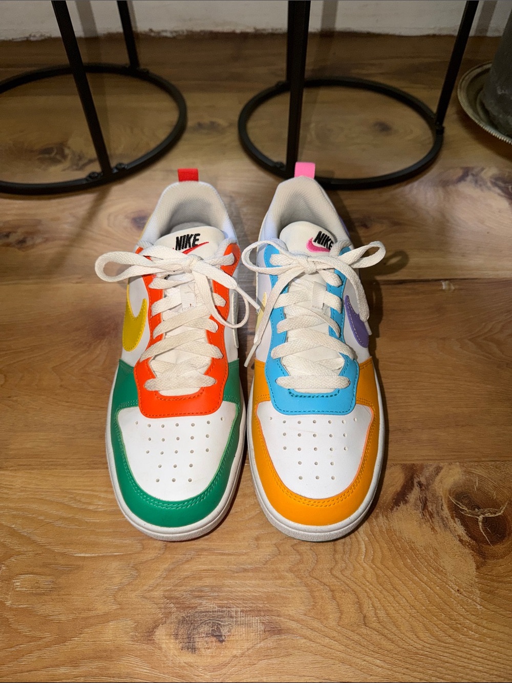 Nike Kids Multi-Color Low Top Sneakers - Green, Orange, Yellow, Blue, Purple